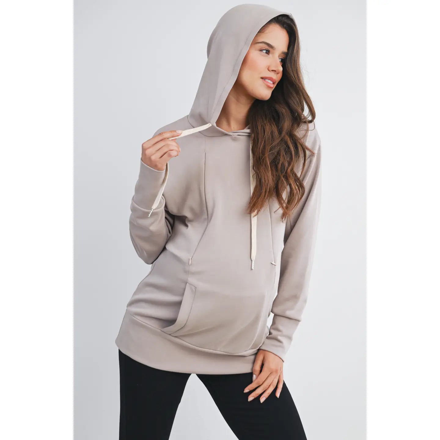 Long Sleeve Maternity Nursing Front Zipper Hoodie