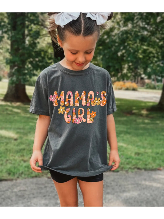 Youth Retro Floral Mama's Girl Graphic Tee  Summer  Kids