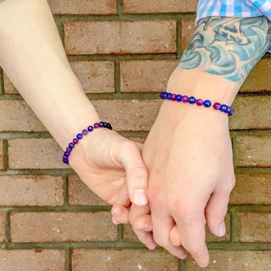 6 Inch Baltic Essentials Bracelet Purple Amethyst Blue Lapis Lazuli