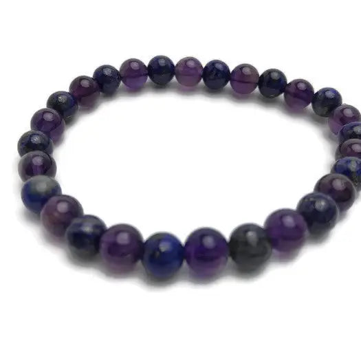 6 Inch Baltic Essentials Bracelet Purple Amethyst Blue Lapis Lazuli knotted