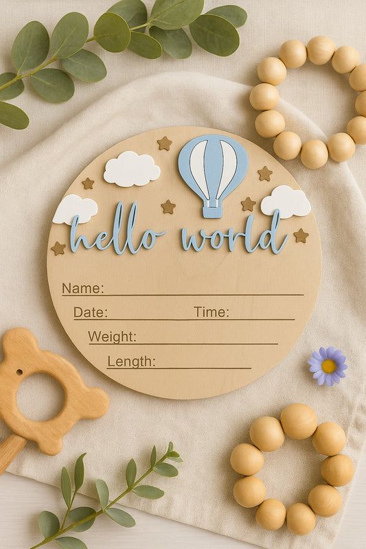 Blue Skies Birth Announcement Plaque