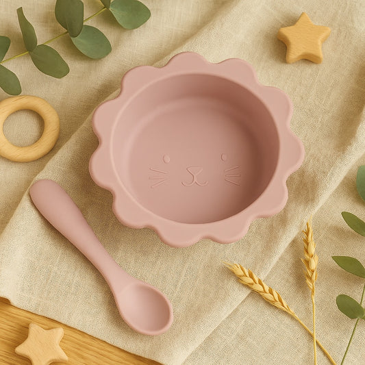 Blush Lion Bowl & Spoon Set