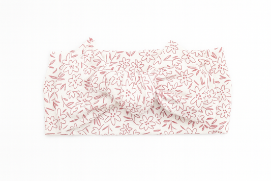 White and Red Flower Headwrap