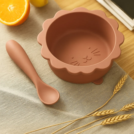 Clay Lion Bowl & Spoon Set