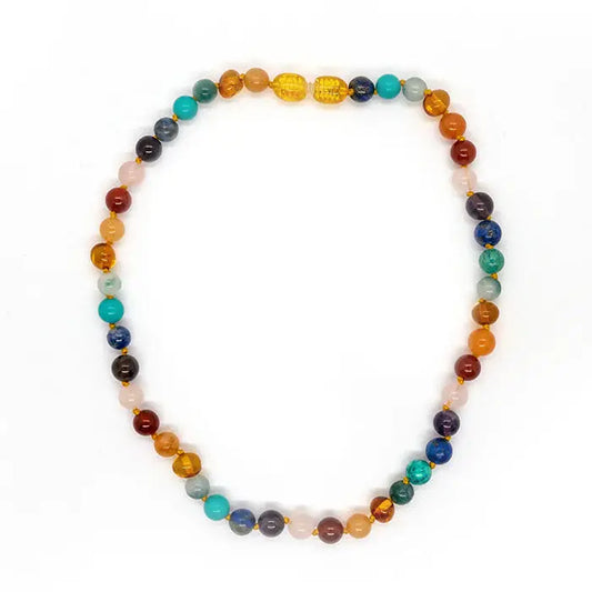 Baltic Amber 14 15 16 Inch Necklace Rainbow Honey Amber Pink Red Agate