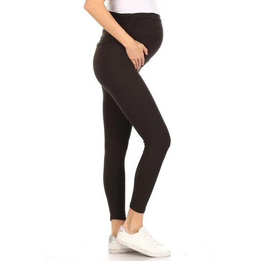 Black Buttery Soft Full Length Solid Maternity Leggings