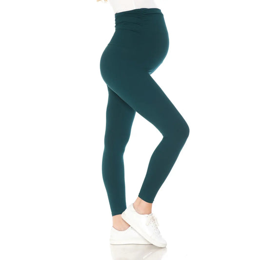 Forest Green Buttery Soft Full Length Solid Maternity Leggings