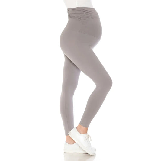 Light Grey Buttery Soft Full Length Solid Maternity Leggings