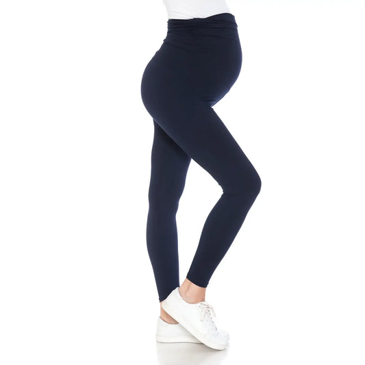 Navy Buttery Soft Full Length Solid Maternity Leggings