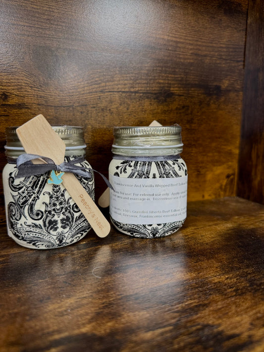 Frankincense and vanilla whipped beef tallow