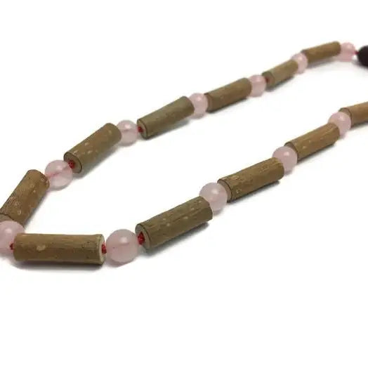 Hazelwood Gerd Colic Reflux Eczema Pink Rose Quartz Necklace