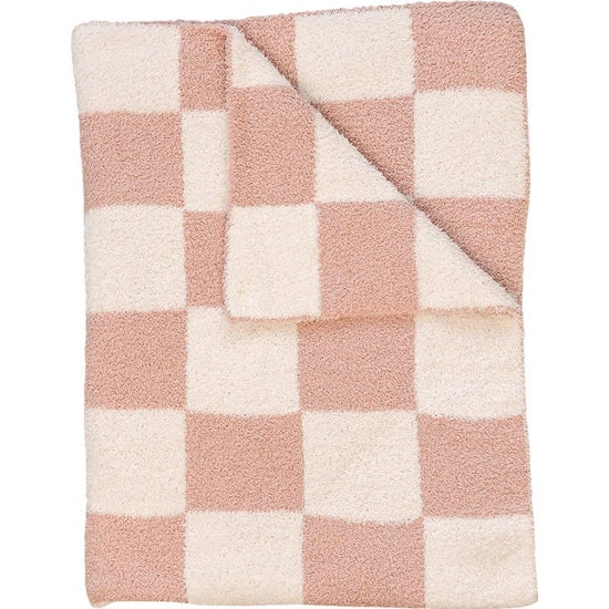 Pink Checkered Plush Blanket
