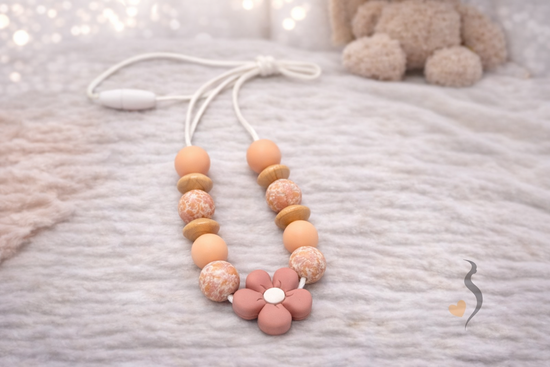 Breastfeeding Necklace | Peach and Pink Flower