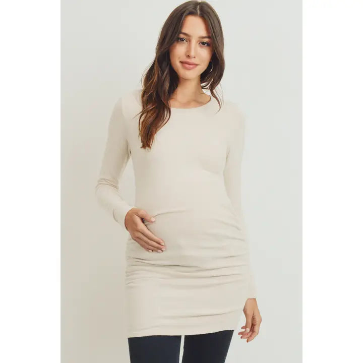 Ruched Long Sleeve Maternity Knit Top