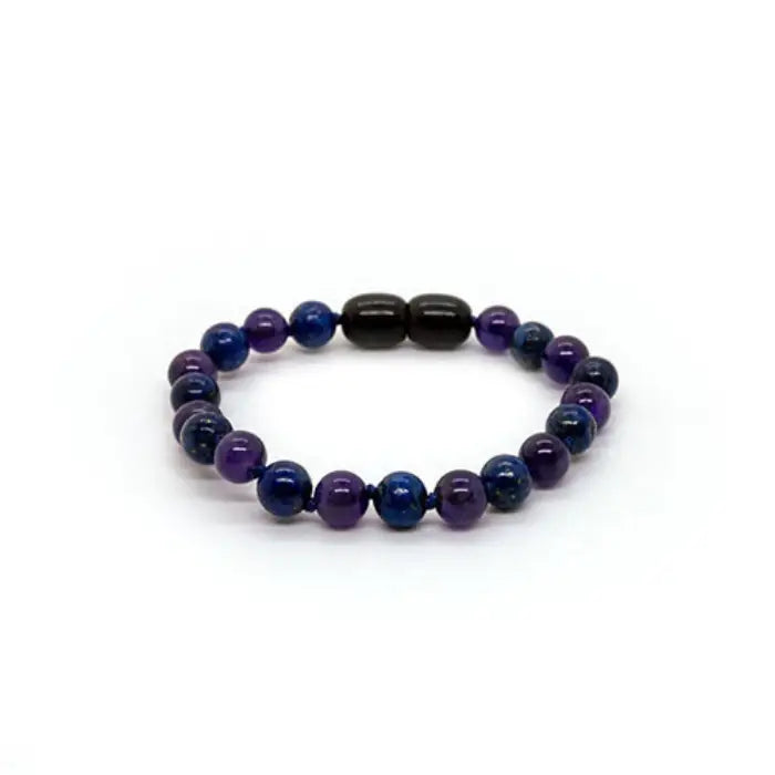 6 Inch Baltic Essentials Bracelet Purple Amethyst Blue Lapis Lazuli