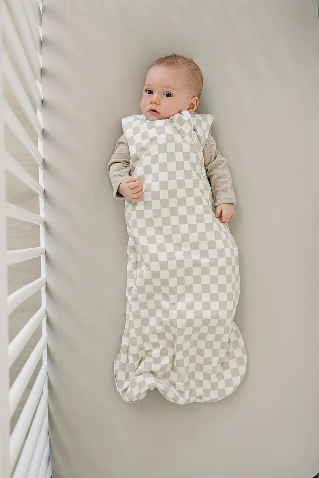 Taupe Checkered Bamboo Sleep Sack