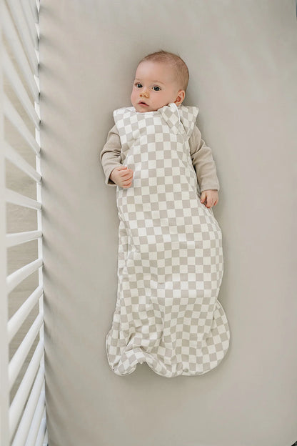 Taupe Checkered Bamboo Sleep Sack