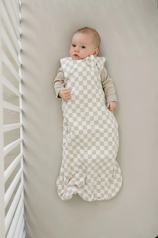 Taupe Checkered Bamboo Sleep Sack