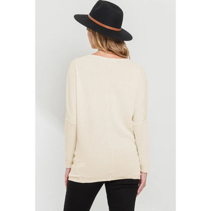 Oatmeal Boat Neck Long Sleeve Maternity Knit Top