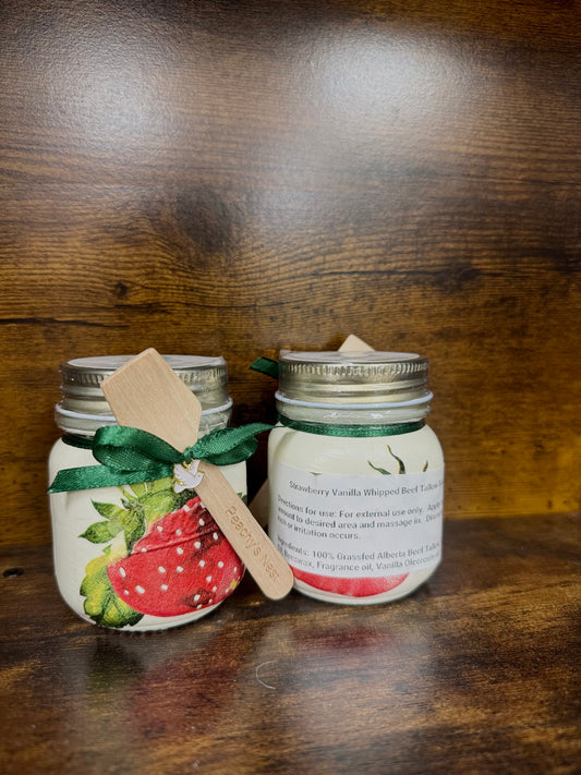 Strawberry vanilla whipped beef tallow