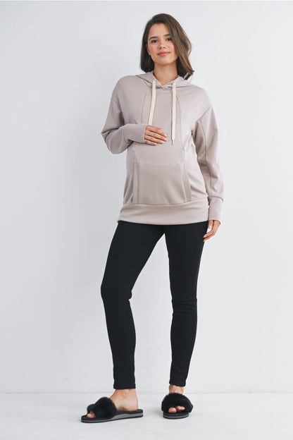 Long Sleeve Maternity Nursing Front Zipper Hoodie
