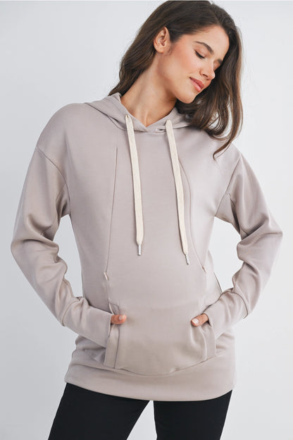 Long Sleeve Maternity Nursing Front Zipper Hoodie
