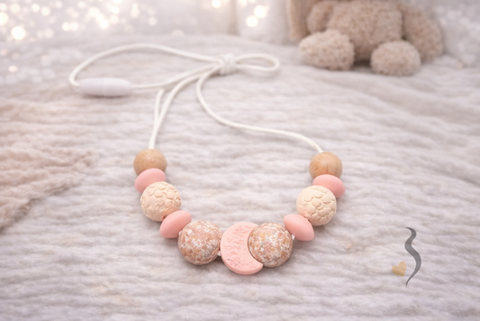 Breastfeeding Necklace | Pink Moon and Flower